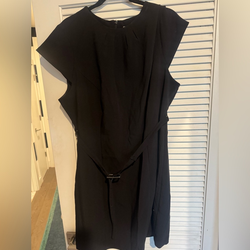 HM Black Sheath Dress with belt Office Wear Size XXL